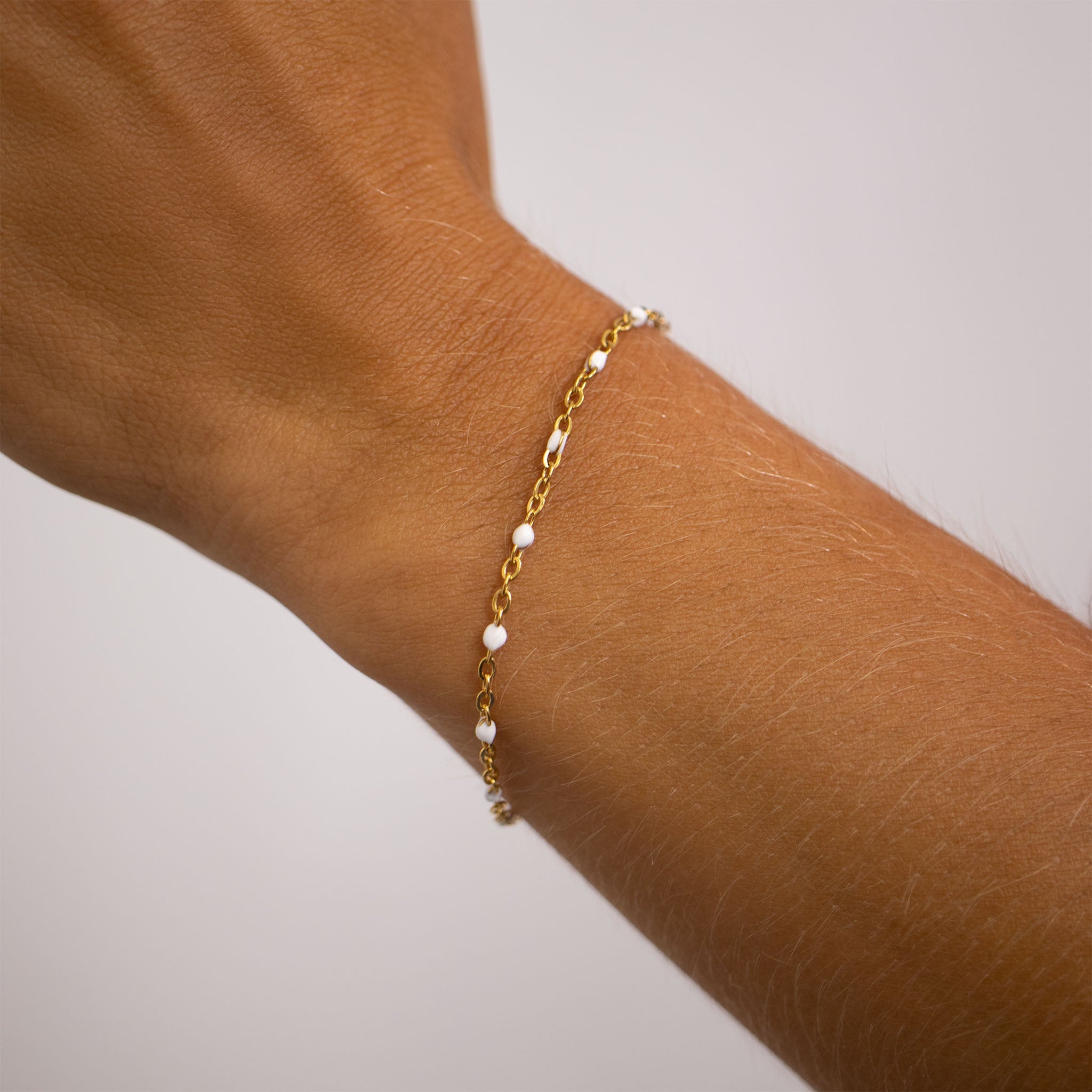 18K Gold PVD Stainless Steel White Confetti Bracelet