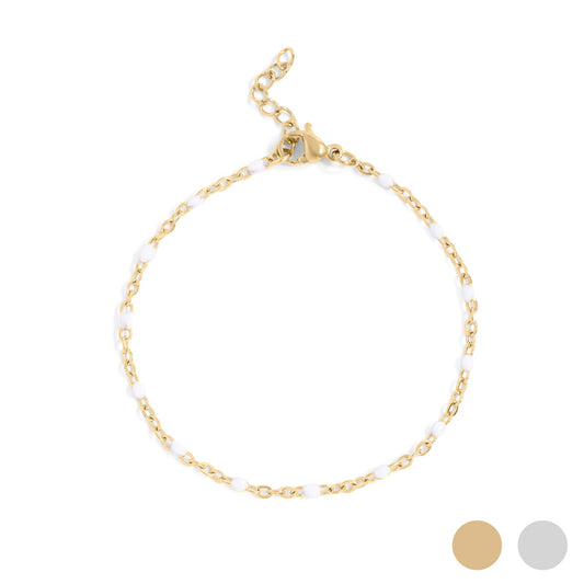 18K Gold PVD Stainless Steel White Confetti Bracelet