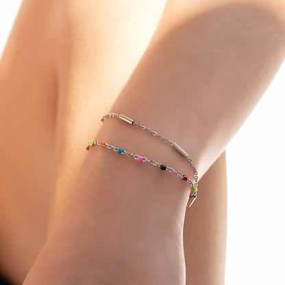 18K Gold PVD Stainless Steel Muti Color Confetti Bracelet