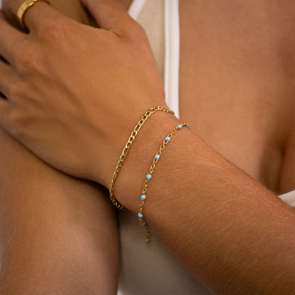 18K Gold PVD Stainless Steel Turquoise Confetti Bracelet