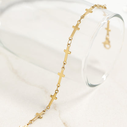 18K Gold PVD Stainless Steel Cross Chain - By The Foot