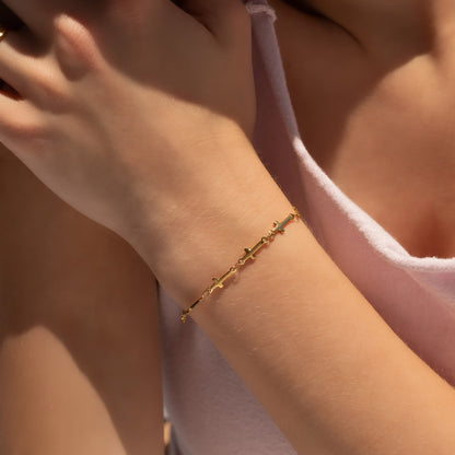 18K Gold PVD Stainless Steel Cross Chain Bracelet