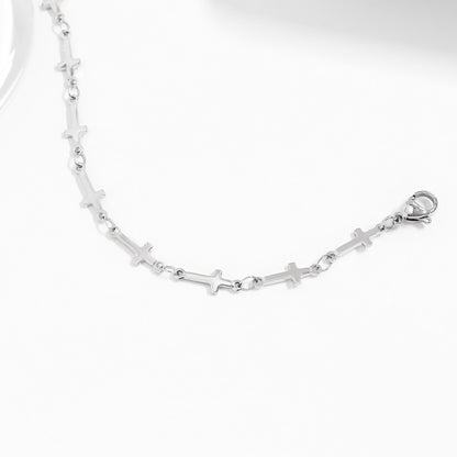 18K Gold PVD Stainless Steel Cross Chain Bracelet