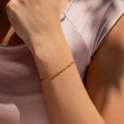 18K Gold PVD Stainless Steel Singapore Chain Bracelet