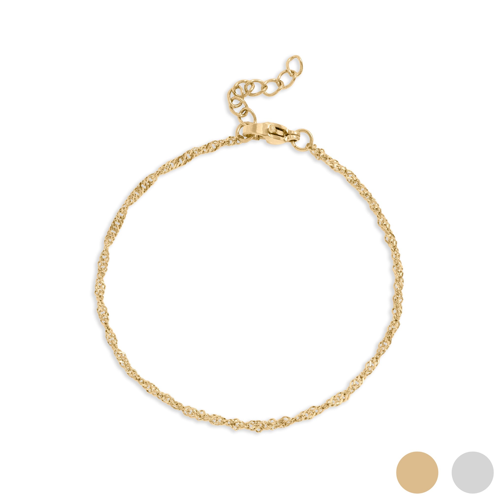 18K Gold PVD Stainless Steel Singapore Chain Bracelet