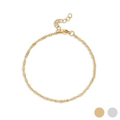 18K Gold PVD Stainless Steel Singapore Chain Bracelet