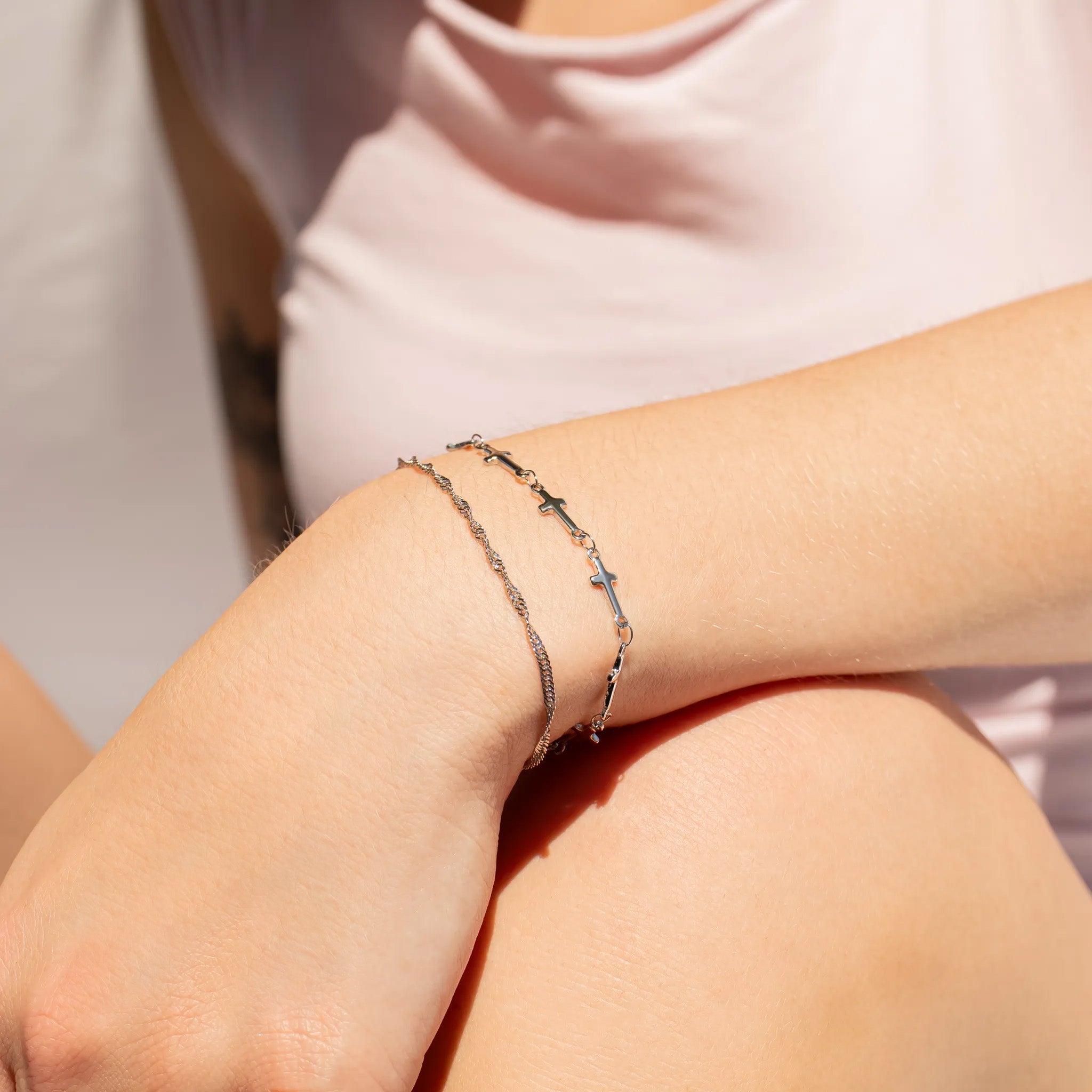18K Gold PVD Stainless Steel Singapore Chain Bracelet