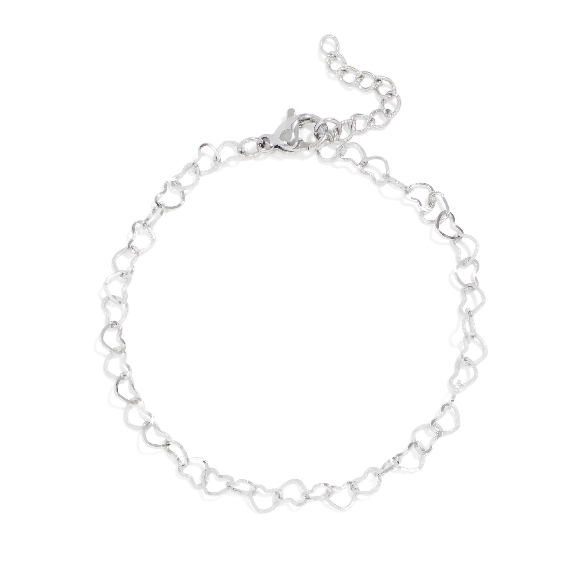 18K Gold PVD Stainless Steel Heart Chain Bracelet