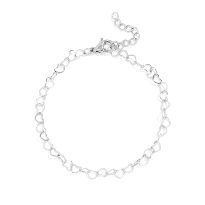 18K Gold PVD Stainless Steel Heart Chain Bracelet