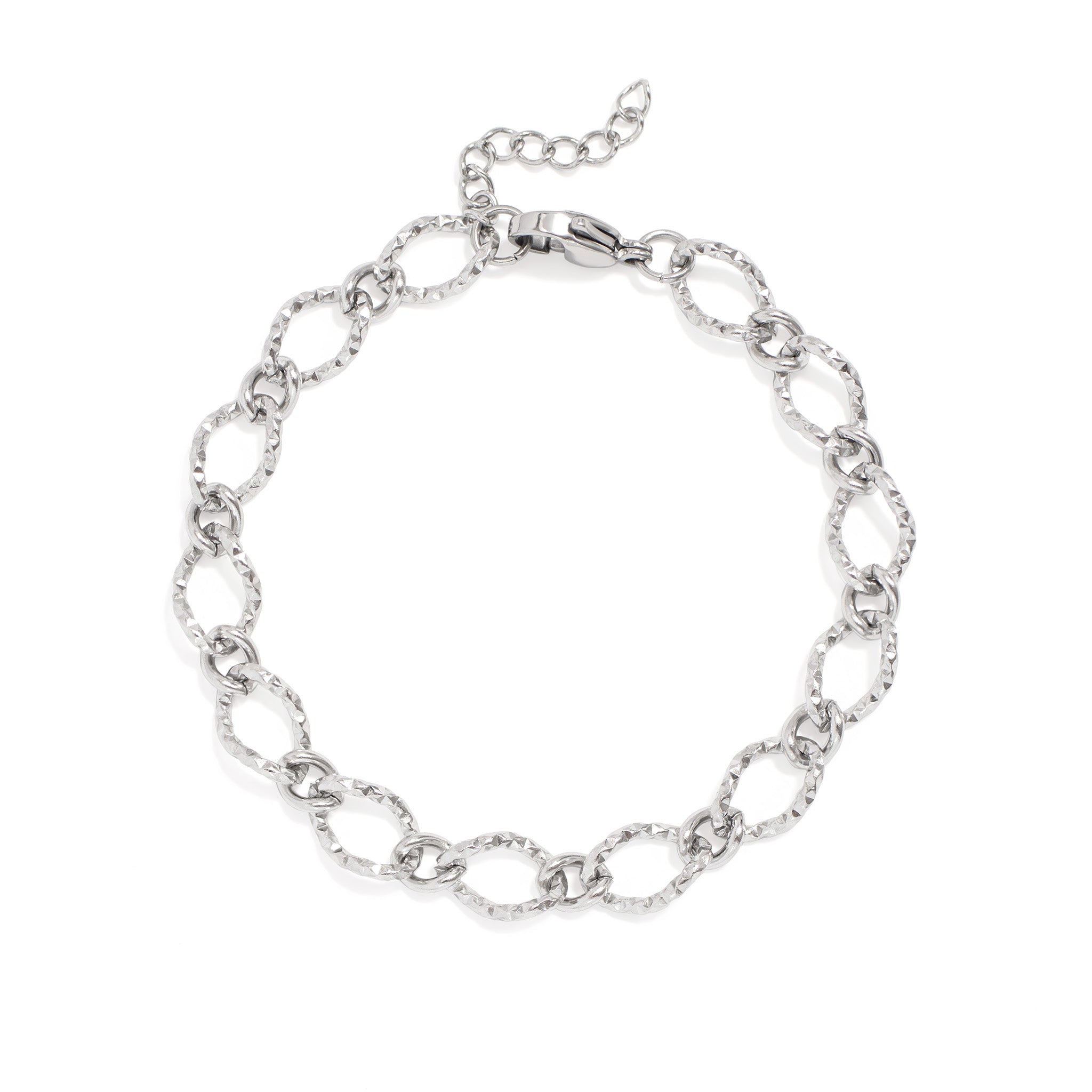 18K Gold PVD Stainless Steel Hammered Oval Chain Bracelet