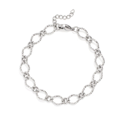 18K Gold PVD Stainless Steel Hammered Oval Chain Bracelet