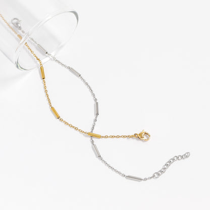 18K Gold PVD Stainless Steel Satellite Bar Chain Bracelet