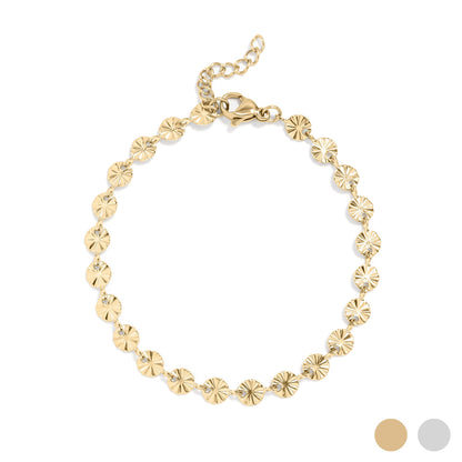 18K Gold PVD Stainless Steel Sunburst Chain Bracelet