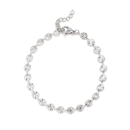 18K Gold PVD Stainless Steel Sunburst Chain Bracelet