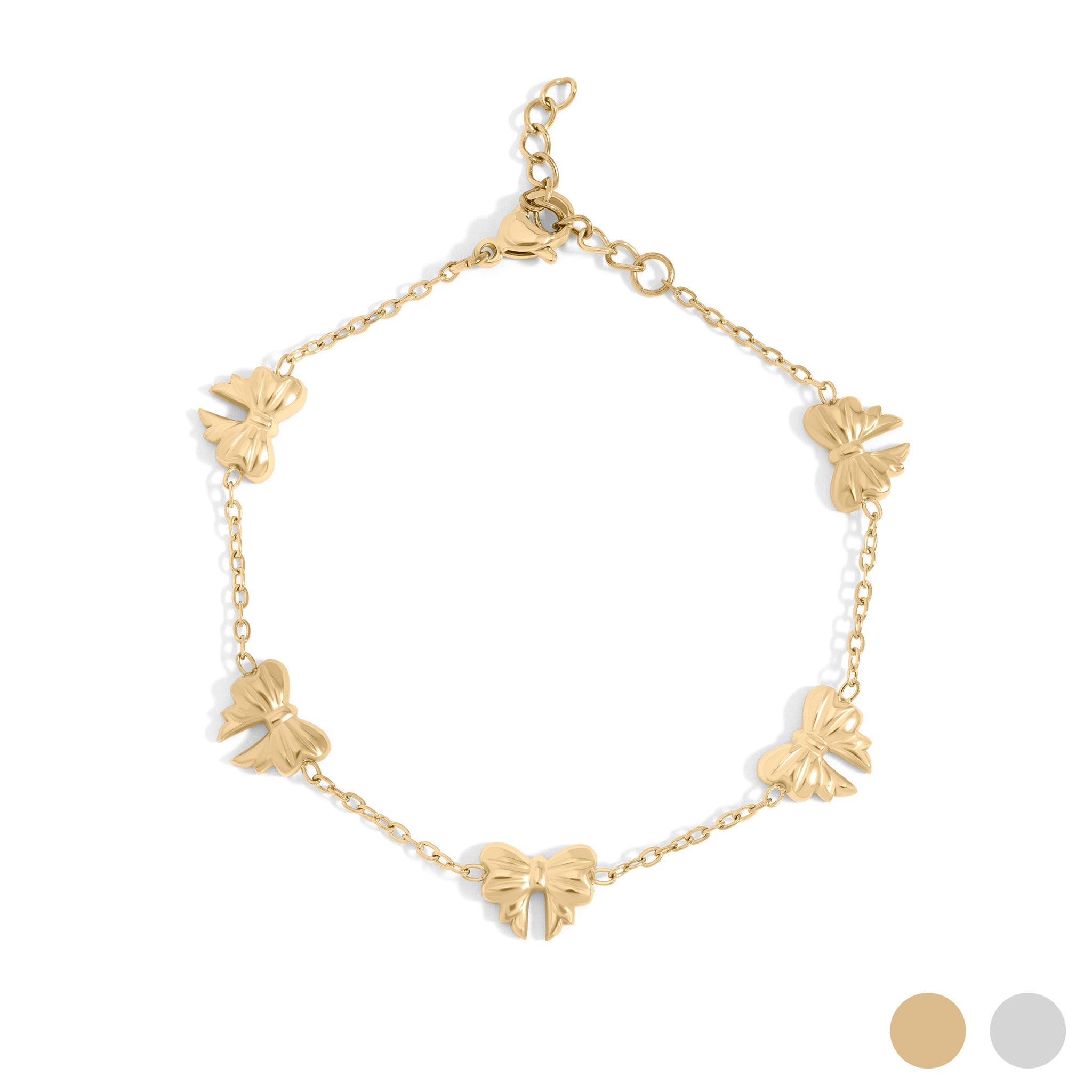 18K Gold PVD Stainless Steel Bow Station Bracelet