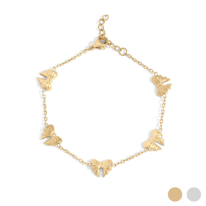 18K Gold PVD Stainless Steel Bow Station Bracelet