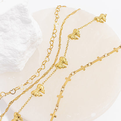 18K Gold PVD Stainless Steel Heart Chain Bracelet