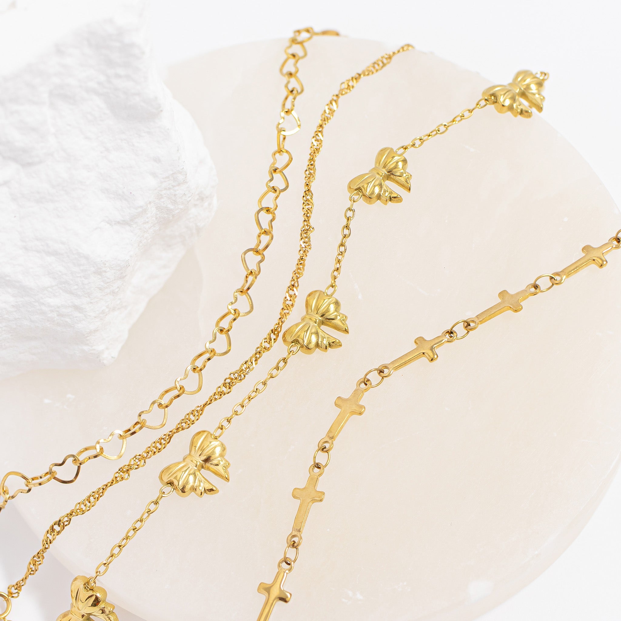 18K Gold PVD Stainless Steel Cross Chain - By The Foot