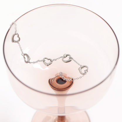 18K Gold PVD Stainless Steel Station Heart Bracelet