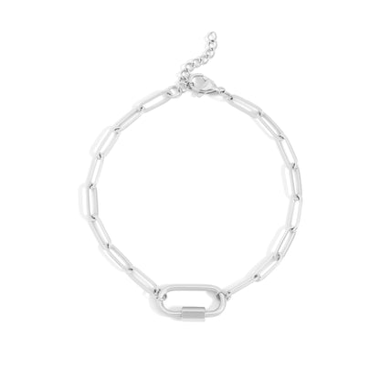 18K Gold PVD Stainless Steel Paperclip Carabiner Bracelet