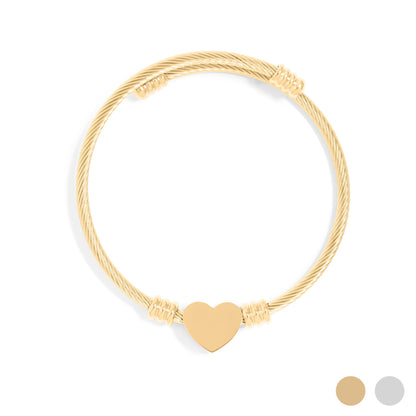 18K Gold PVD Stainless Steel Engraveable Heart Cuff Bracelet