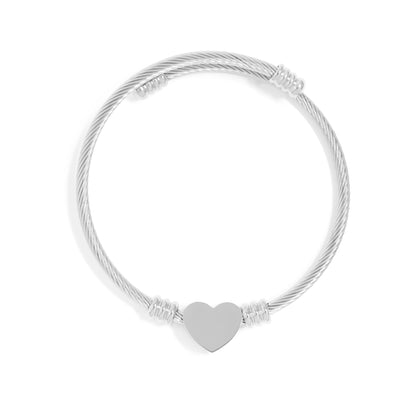 18K Gold PVD Stainless Steel Engraveable Heart Cuff Bracelet