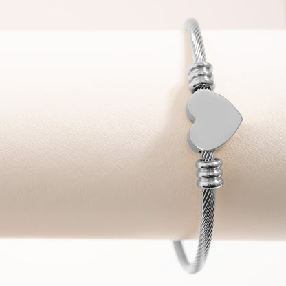 18K Gold PVD Stainless Steel Engraveable Heart Cuff Bracelet