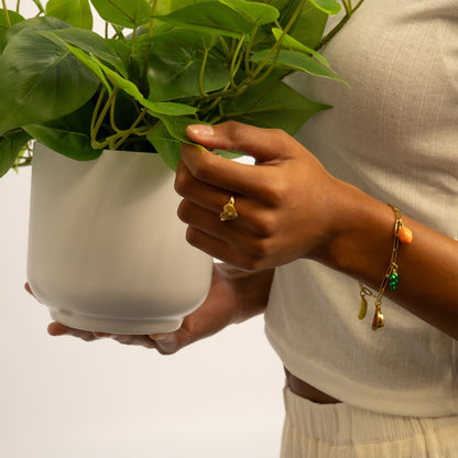 18K Gold PVD Stainless Steel Fruit Charm Bracelet