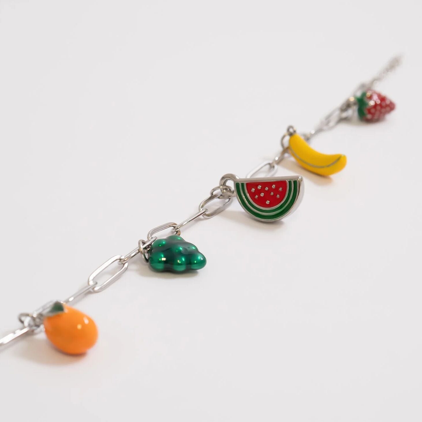 18K Gold PVD Stainless Steel Fruit Charm Bracelet