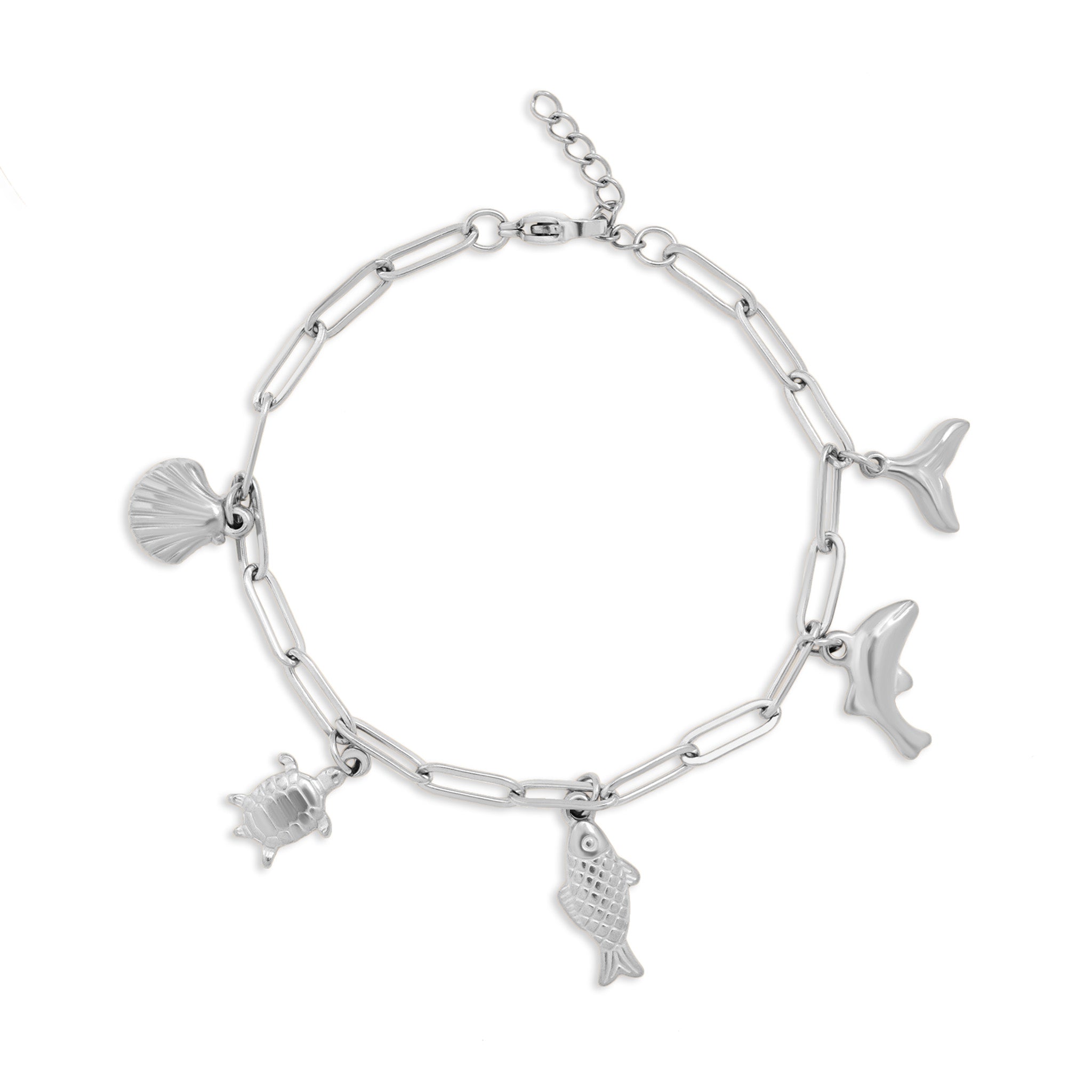 18K Gold PVD Stainless Steel Sea Vacation Charm Bracelet