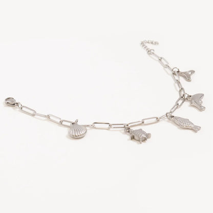 18K Gold PVD Stainless Steel Sea Vacation Charm Bracelet