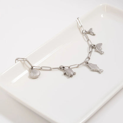 18K Gold PVD Stainless Steel Sea Vacation Charm Bracelet