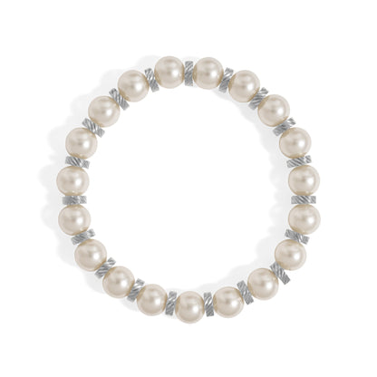 18K Gold PVD 8mm Kiska Glass Pearl Beaded Stretch Bracelet