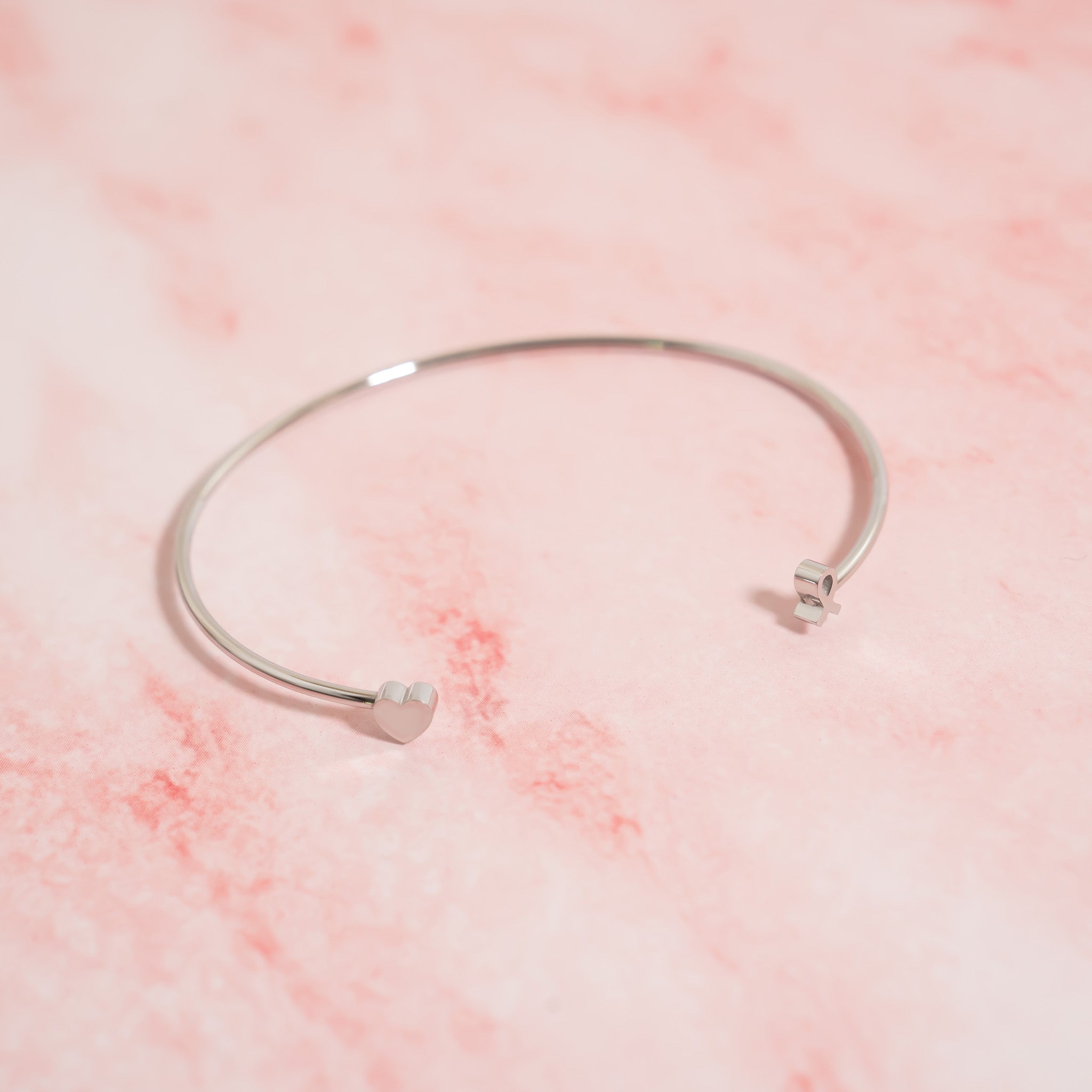 18K Gold PVD Stainless Steel Cancer Ribbon Adjustable Cuff Bracelet