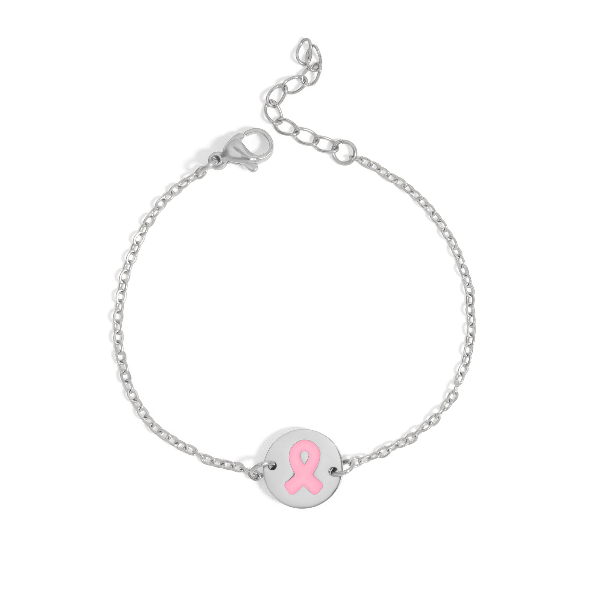 18K Gold PVD Stainless Steel Breast Cancer Charm Bracelet