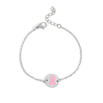 18K Gold PVD Stainless Steel Breast Cancer Charm Bracelet