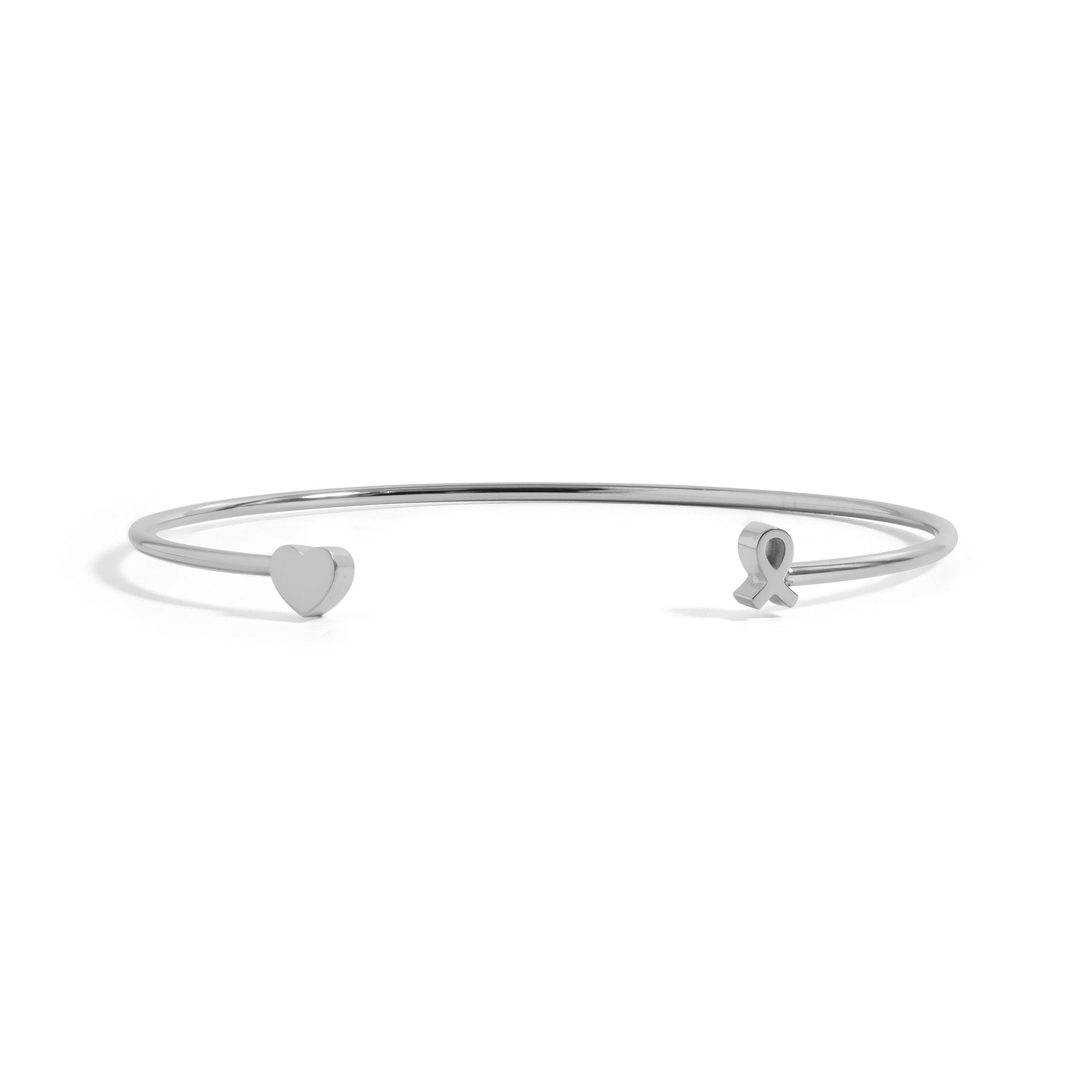18K Gold PVD Stainless Steel Cancer Ribbon Adjustable Cuff Bracelet