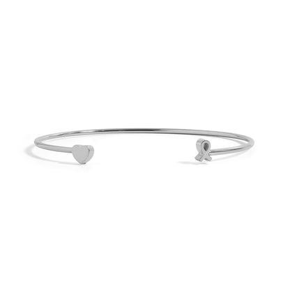 18K Gold PVD Stainless Steel Cancer Ribbon Adjustable Cuff Bracelet