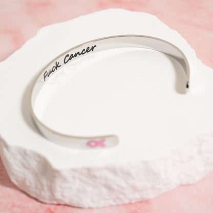 18K Gold PVD Stainless Steel Adjustable Bangle F*ck Cancer