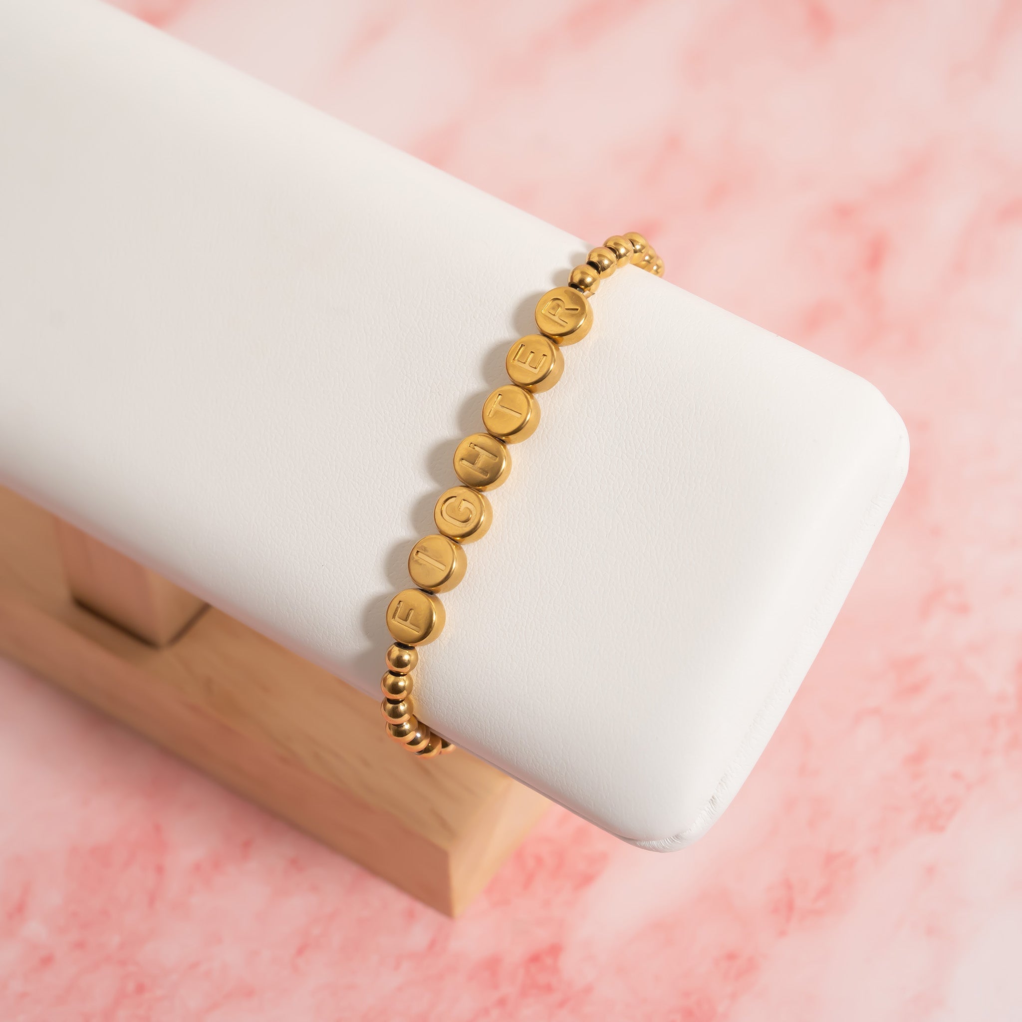 18K Gold PVD Fighter Metal Beaded Bracelet