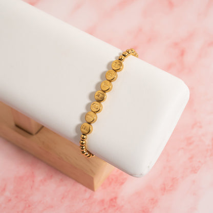 18K Gold PVD Fighter Metal Beaded Bracelet