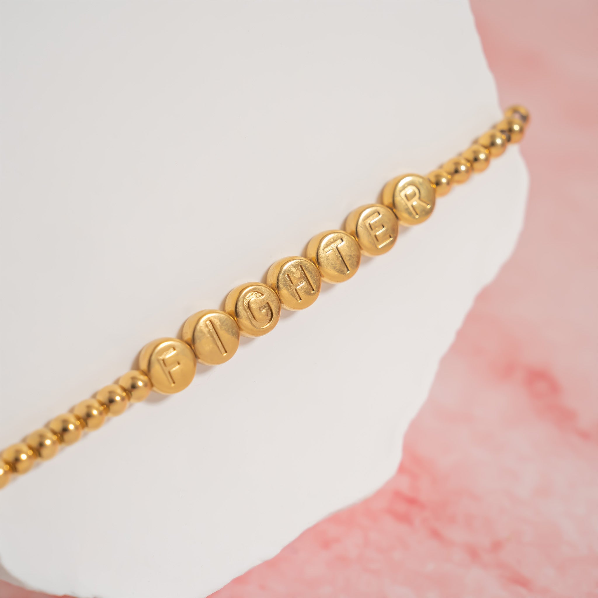 18K Gold PVD Fighter Metal Beaded Bracelet