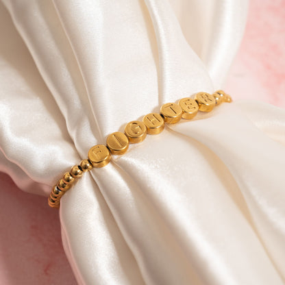 18K Gold PVD Fighter Metal Beaded Bracelet