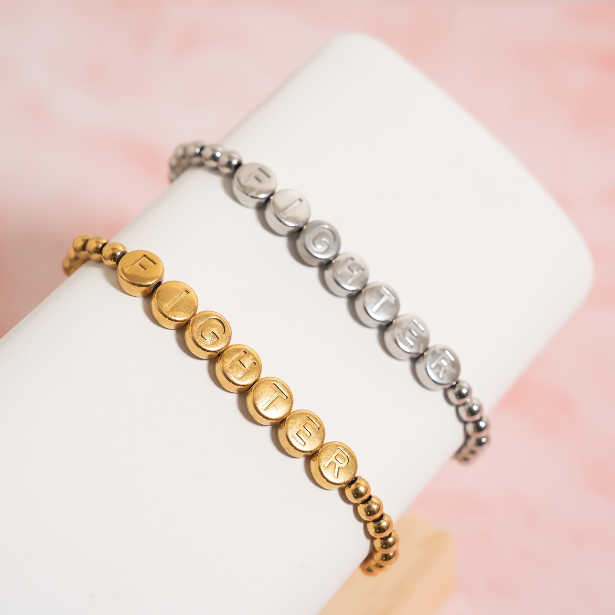 18K Gold PVD Fighter Metal Beaded Bracelet