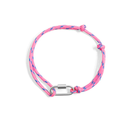 18K Gold PVD Stainless Steel Hot Pink Rope Carabiner Bracelet
