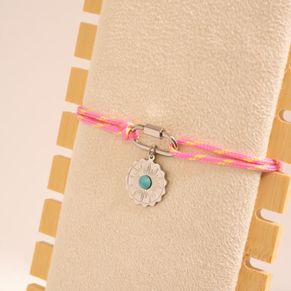 18K Gold PVD Stainless Steel Pink Rope Carabiner Bracelet