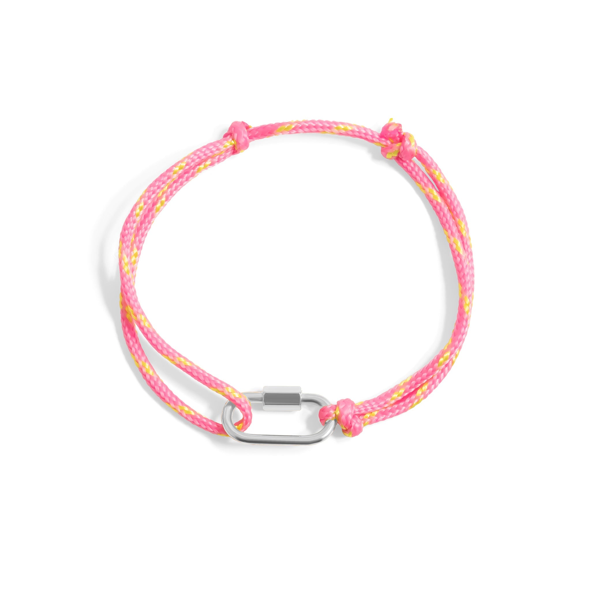 18K Gold PVD Stainless Steel Pink Rope Carabiner Bracelet