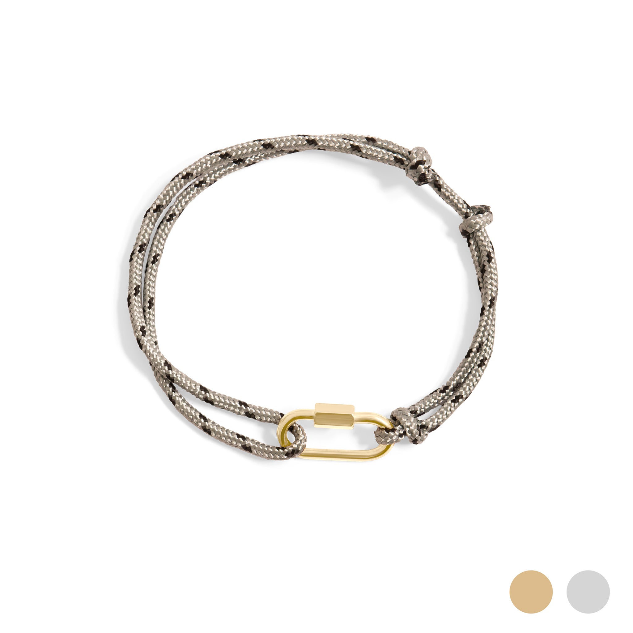 18K Gold PVD Stainless Steel Grey Rope Carabiner Bracelet