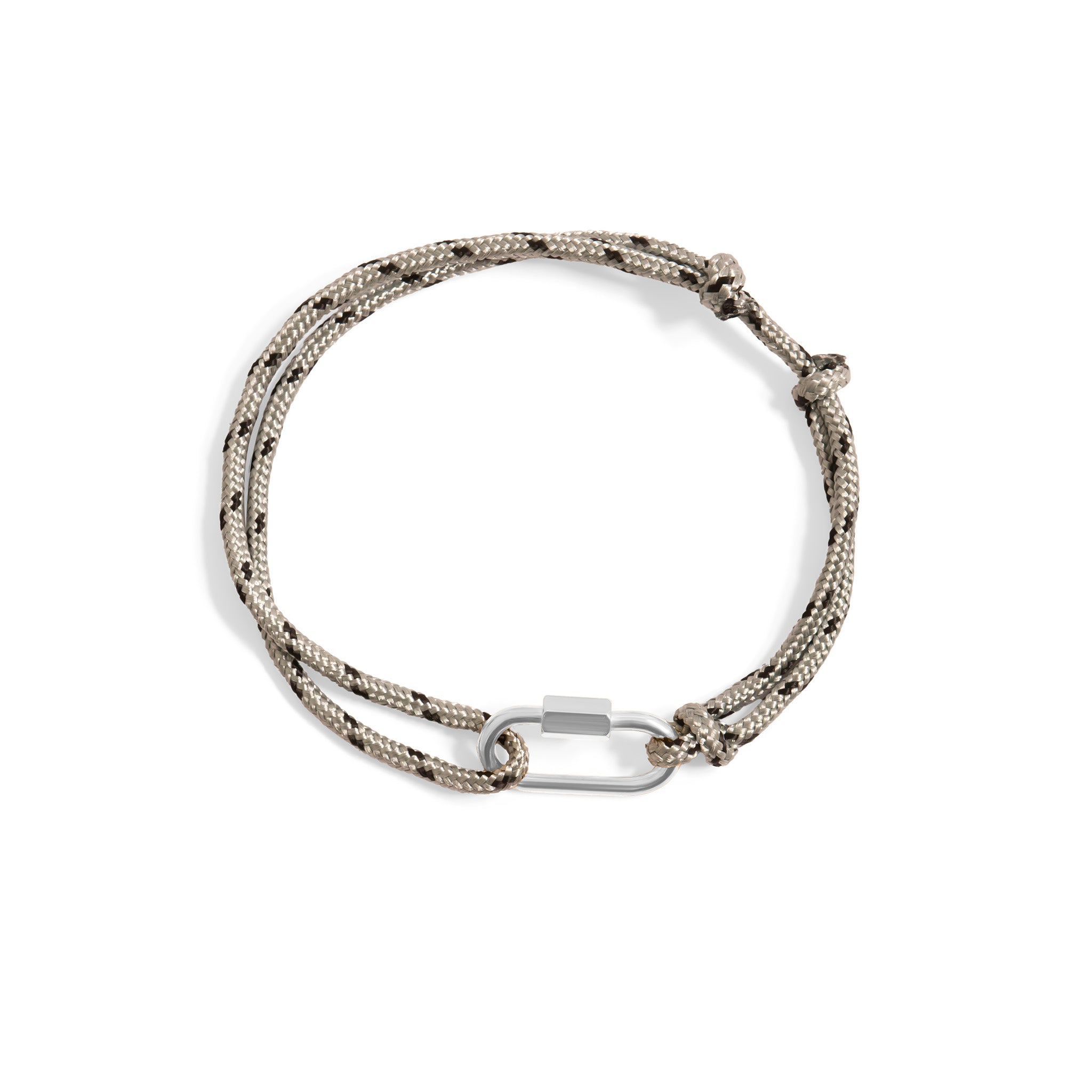 18K Gold PVD Stainless Steel Grey Rope Carabiner Bracelet