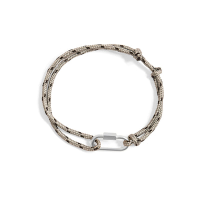 18K Gold PVD Stainless Steel Grey Rope Carabiner Bracelet